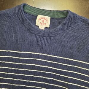 Brooks Brothers Red Fleece Striped Knit Sweater Men’s Large Navy Blue